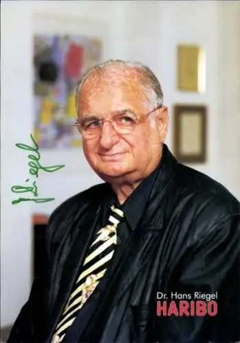 Autogramm Dr. Hans Riegel, Unternehmer, Haribo, Portrait