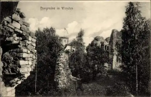 Ak Wenden Stöckse in Niedersachsen, Burgruine, Ruinen, Bäume, Wolken, historische Architektur