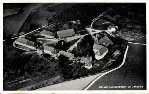 Ak Holzen Arnsberg im Hochsauerlandkreis, Fliegeraufnahme, Kloster Oelinghausen, Gasthof Danne