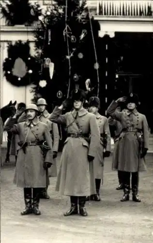 Foto Ak Prinz salutiert, Soldaten