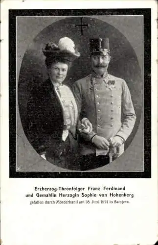 Ak Erzherzog Franz Ferdinand von Österreich-Este mit Gemahlin Herzogin Sophie von Hohenberg