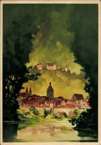 Künstler Ak Durchblick zum Ort