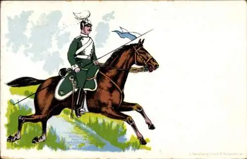 Künstler Ak kaiserlicher Ulan zu Pferde