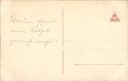 Ak Im Bett liegender Dackel