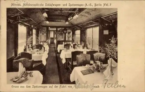 Ak Mitropa, Speisewagen, Innenansicht, Deutsche Eisenbahn