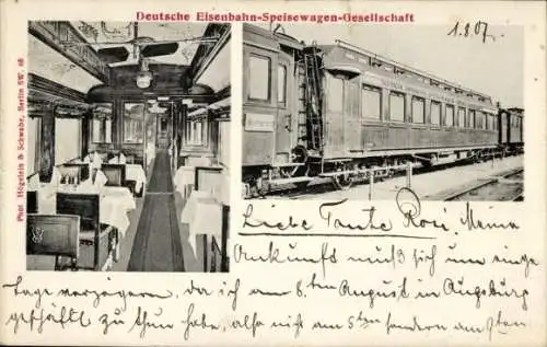 Ak Deutsche Eisenbahn-Speisewagen-Gesellschaft, Innenansicht