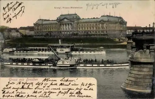 Ak Dresden, Dampfer Königstein, Finanzministerium
