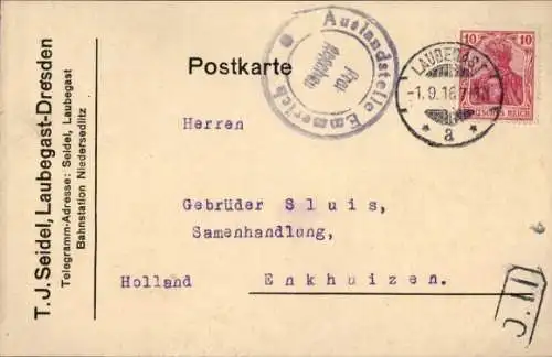 Ak Dresden Laubegast, T. J. Seidel, Telegramm