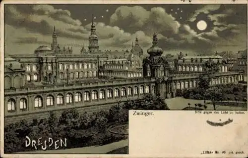 Mondschein Halt gegen das Licht Litho Dresden Zentrum Altstadt, Zwinger, Luna 95