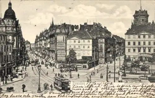 Ak Dresden Altstadt, Pirnaischer Platz, Straßenbahn