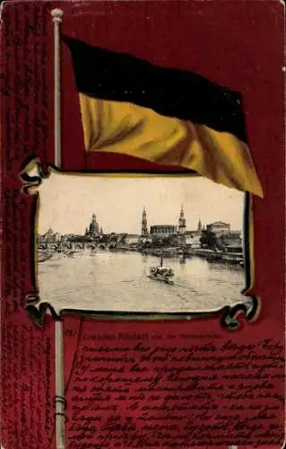 Passepartout Ak Dresden Altstadt, Blick von der Marienbrücke