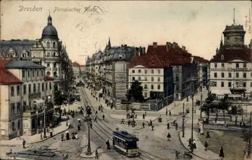 Ak Dresden Altstadt, Pirnaischer Platz, Straßenbahn