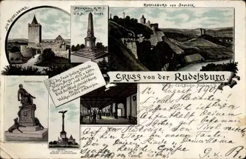 Litho Saaleck Bad Kösen Naumburg Saale, Rudelsburg, Denkmal KWI Corps, Rittersaal
