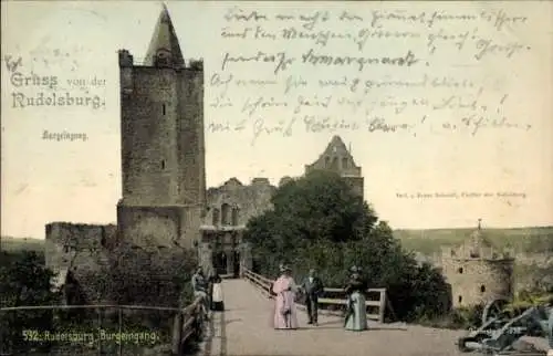 Ak Bad Kösen Naumburg an der Saale, Rudelsburg, Burgeingang