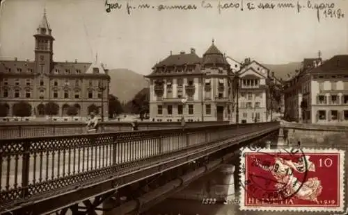Foto Ak Solothurn Stadt Schweiz, Teilansicht, Brücke
