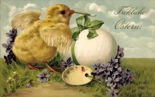 Ak Fröhliche Ostern, Küken