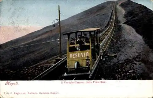 Ak Napoli Neapel Campania, Carozza della funicolare del Vesuvio