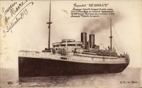 CPA Paquebot De Grasse, Compagnie Générale Transatlantique