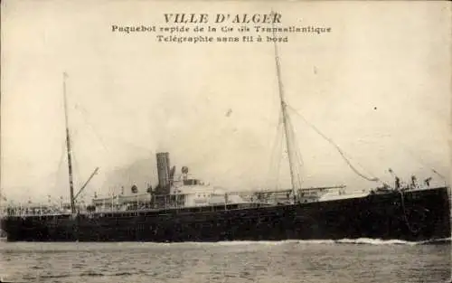 Ak Dampfer Ville d'Alger, CGT, French Line