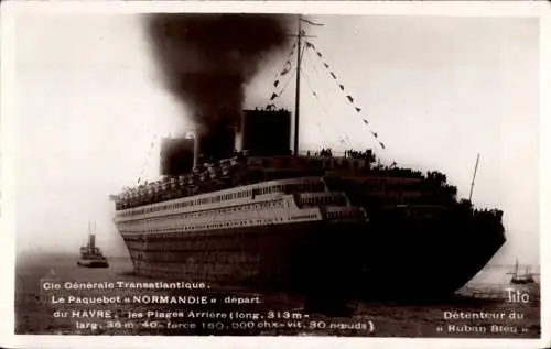 Ak Dampfer Normandie, CGT, French Line