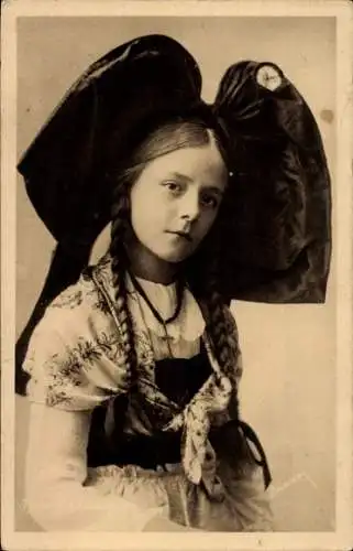 Ak Junge Elsässerin in Tracht, Porträt