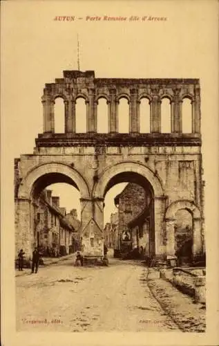 Ak Autun Saône et Loire, Porte Romaine dite d'Arroux