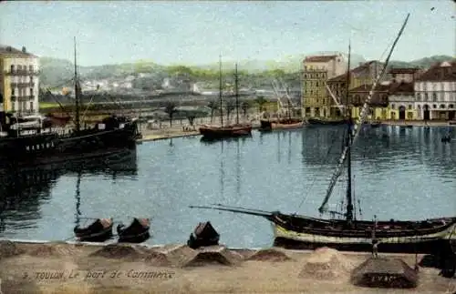 Ak Toulon Var, Hafen von Toulon mit Schiffen und Gebäuden