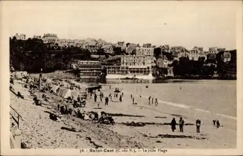 Ak Saint Cast Cotes d'Armor, La jolie Plage