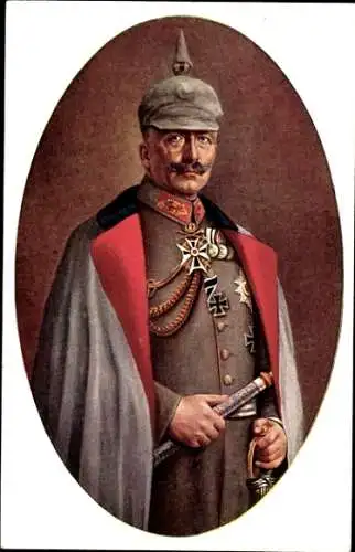 Künstler Ak Grabendorff, R., Kaiser Wilhelm II., Portrait in Felduniform, Pickelhaube