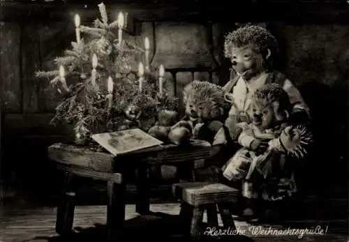 Ak Glückwunsch Weihnachten, Mecki, Tannenbaum