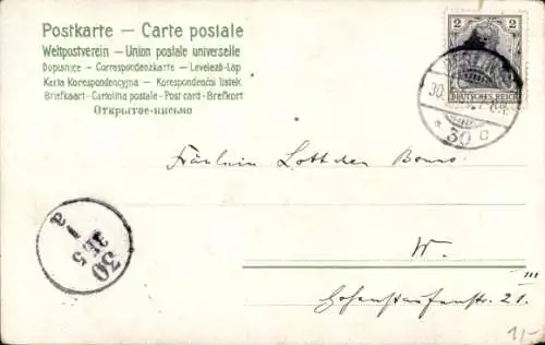 Ak Frohe Pfingsten, Mädchen mit Blumenkorb an einem Zaun