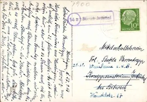 Ak Landpoststempel 14 b Biberach - Jordanbad