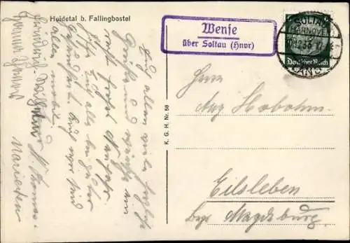 Ak Landpoststempel Wense über Soltau (Hnvr)