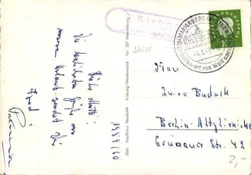 Ak Landpoststempel Kirburg