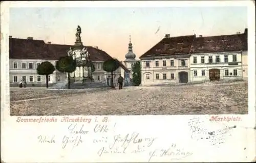 Ak Tłustoręby Kirschberg Schlesien, Marktplatz, Denkmal