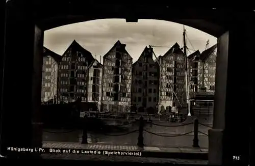 Ak Kaliningrad Königsberg Ostpreußen, Lastadie, Lagerhäuser, Dampfer