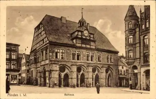 Ak Minden in Westfalen, Rathaus, historische Architektur, Stadtszene