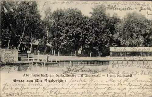 Ak Berlin Zehlendorf, Schlachtensee, Alte Fischerhütte, Grunewald