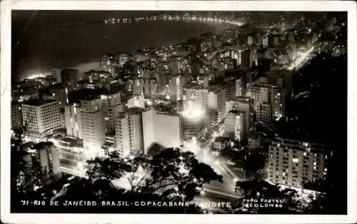 Ak Rio de Janeiro Brasilien, Copacabana a noite