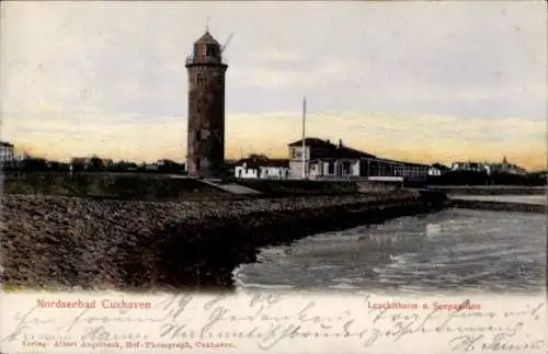 Ak Nordseebad Cuxhaven, Leuchtturm, Seepavillon, Nordseebad, Anlage
