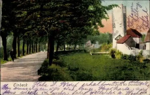 Ak Einbeck am Leinegraben, Wall Partie mit Storchturm