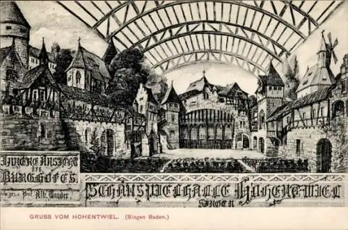 Ak Singen Hohentwiel Baden Württemberg, Straße, Häuser, Tor