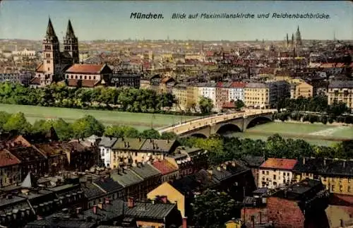 Ak München, Maximilianskirche, Reichenbachbrücke