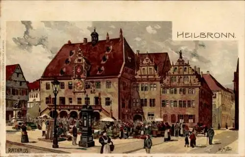 Künstler Litho Mutter, K., Heilbronn in Baden Württemberg, Rathaus