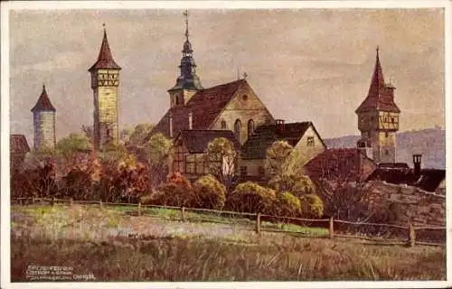 Künstler Ak Schmiegelow, P., Ostheim vor der Rhön, Kirchenfestung