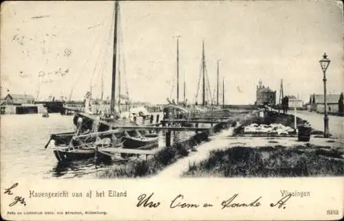 Ak Vlissingen Zeeland Niederlande, Hafenansicht, Boote, Segelboote, Gebäude im Hintergrund, La...