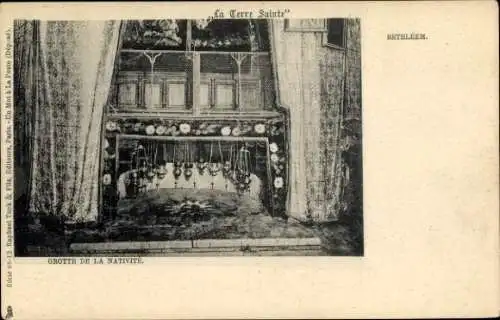 Ak Bethlehem Palästina, Grotte der Geburt, La Terre Sainte, Details des Altars, Fotografische Dar