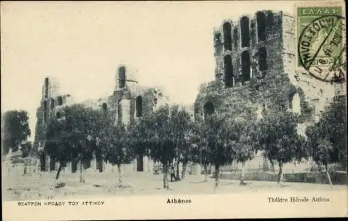 Ak Athen Griechenland, Theatre Herode Atticus, Ruinen des Theaters