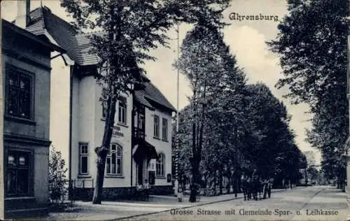Ak Ahrensburg in Holstein, Grosse Strasse mit Gemeinde Spar- und Leihkasse