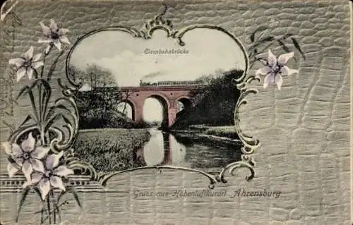 Passepartout Ak Ahrensburg in Holstein, Eisenbahnbrücke